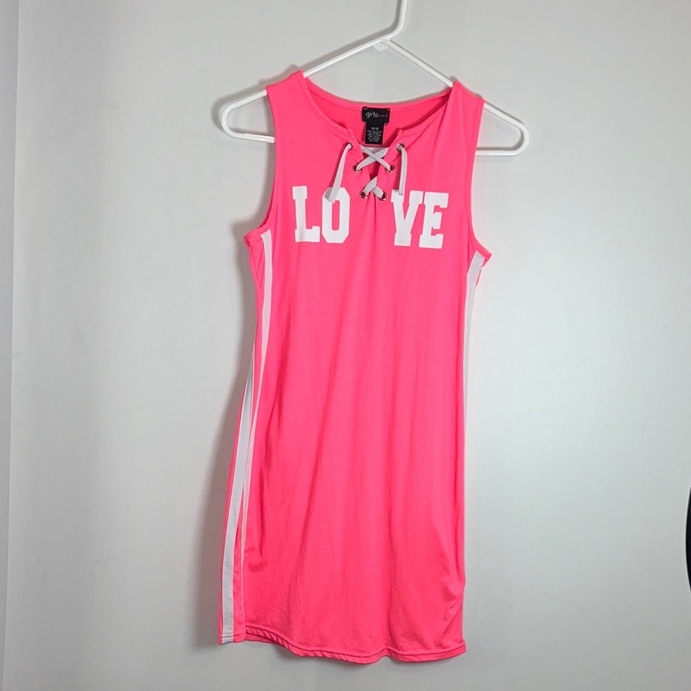 The Girls Pink Casual Dress with White Accents